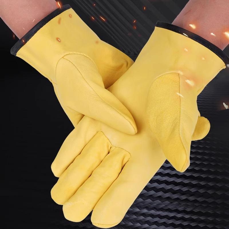 溶接手袋 作業用 牛革 本革製 耐熱 耐火 耐摩耗 高耐久 超ソフト 柔軟 厚手 頑丈 プロ仕様 安全保護 溶接工 電工 DIY 工場 オールシーズン グローブ