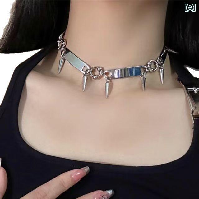 ネックレス ユニセックス ダーク パンク ロック ゴシック 存在感 個性的デザイン 高級感 エレガント チタン鋼 幾何学モチーフ ペンダント チョーカー 普段使い カジュアル 2