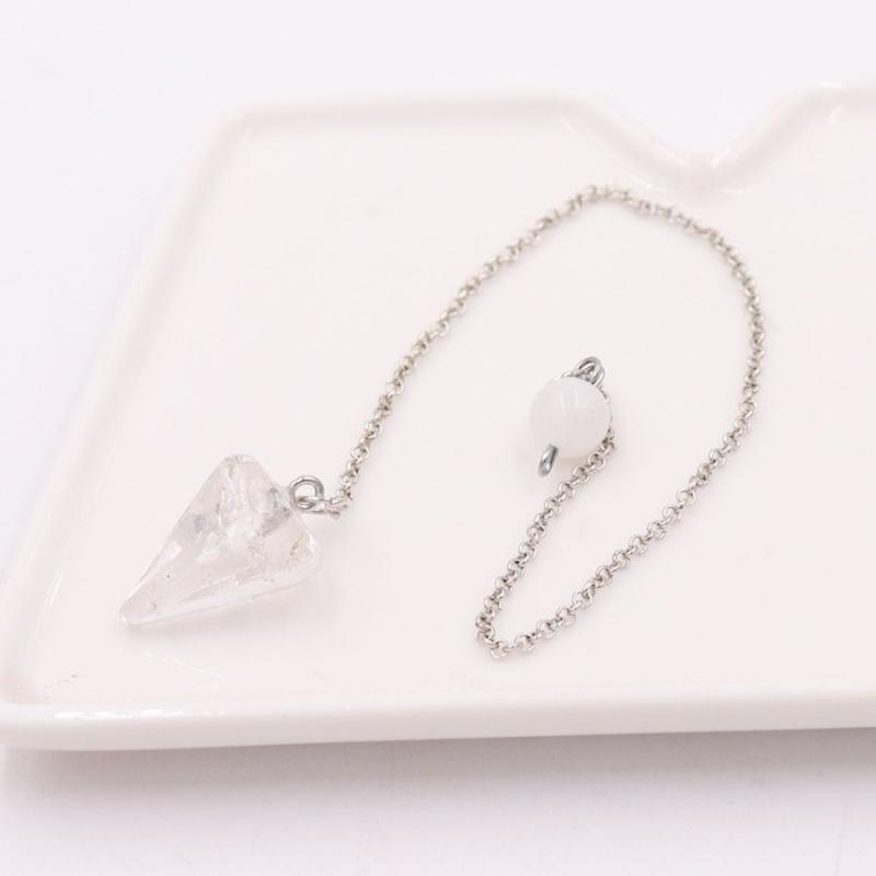 Necklaces, Pendants - ネックレス 天然石 水晶 パワーストーン 六角錐 丸玉 ペンデュラム 振り子 ペンダント アメジスト タイガーアイ ローズクォーツ オニキス オパール