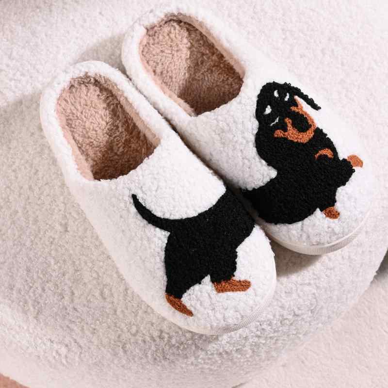 ルームシューズ レディース メンズ カップル ペア お揃い 牛柄猫 ダックスフンド かわいい 暖かい 保温..