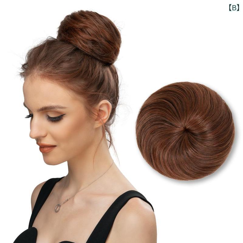 セキュアデポのウィッグ ドローストリング式 紐付き 簡単装着 お団子ヘア ストレート シニヨン ヘアピース つけ毛 欧米風 自然なボリュームアップ 女性用 国産ファイバー｜アングル3