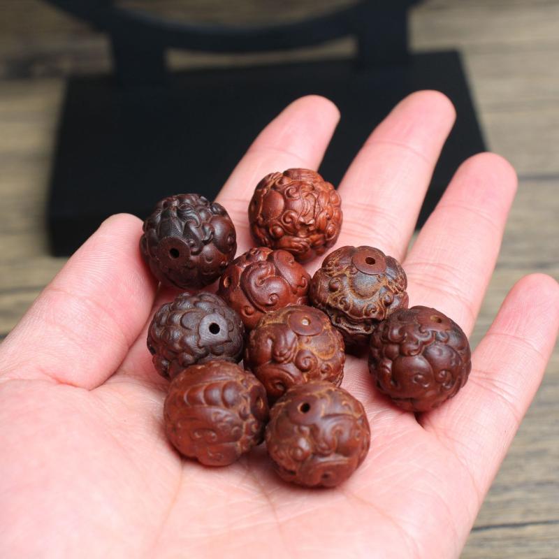 Craft - 念珠 メンズ 雷撃 棗木 貔貅 彫刻 ブレスレット 縁起物 魔除け 開運 天然木製 2.0cm珠 腕輪 数珠 モダンカジュアル 飾り珠 アクセサリー