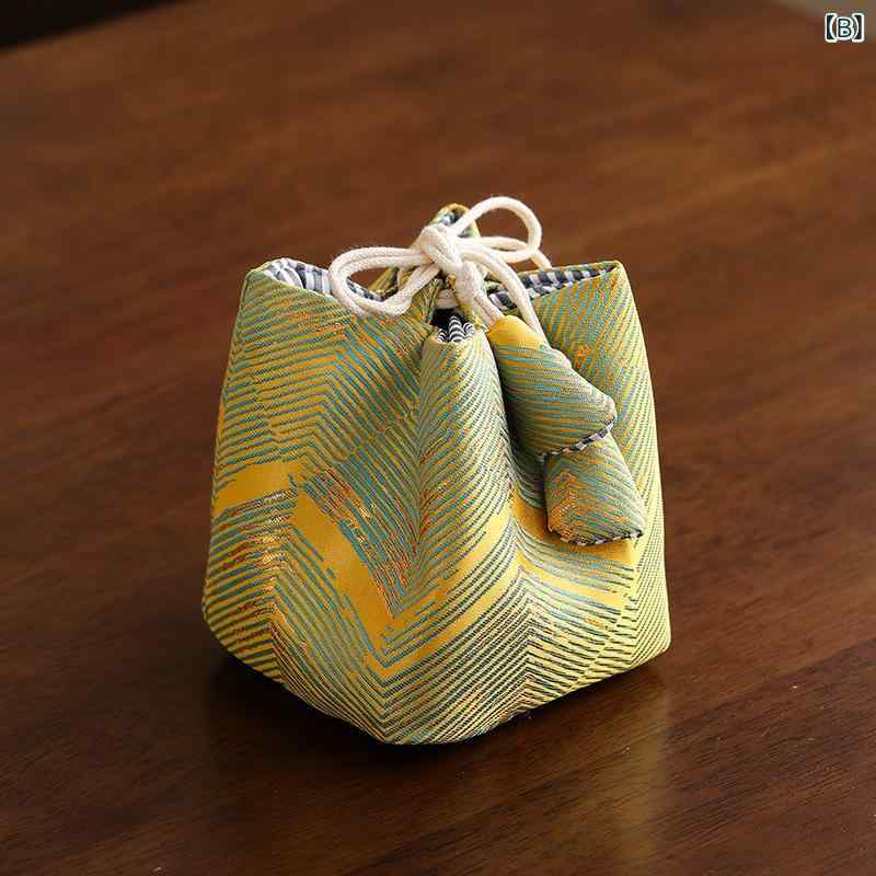 ポーチ 旅行用 多用途 手作り 厚手 綿麻 コンパクト 茶道具 収納 茶葉入れ 茶碗 急須 主杯 骨董品 アクセサリー 小物整理 豊富なカラー [3]