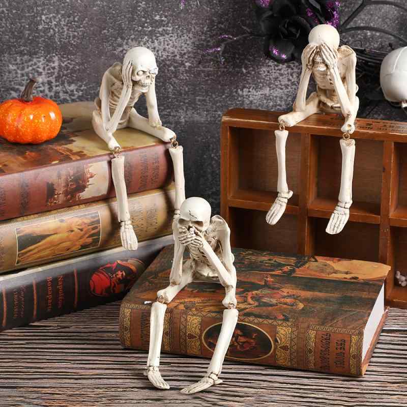 置物 ハロウィン スカル ガイコツ 見ざる聞かざる言わざる 三猿 樹脂製 ホワイト オブジェ インテリア 飾り付け アメリカン おしゃれ ディスプレイ