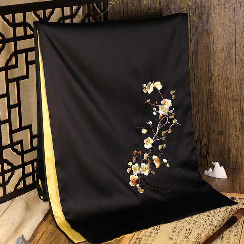 Rakuten - スカーフ レディース 蘇州刺繍 シルク 手刺繍 レトロ 中国風 チャイナドレス ショール 保温 植物柄 花柄 オールシーズン