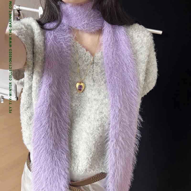 其它 - マフラー レディース ふわもこ ミンク風 フェイクファー 細身 ロング 防寒 保温 あったか Y2K ファッション トレンド 個性的 上品 高級感 シンプル カジュアル ビジネス オフィススタイル