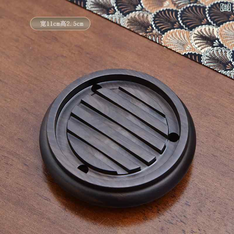 茶器 黒檀 無垢材 ポットマット ティーポットスタンド 茶壺置き台 養壺 断熱 耐熱 ...