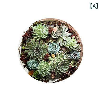 壁掛け 円形 アルミ製 立体 ウォールデコレーション 植物 サボテン 多肉植物 DIYアートパネル バルコニー ガーデン インテリア アメリカン雑貨