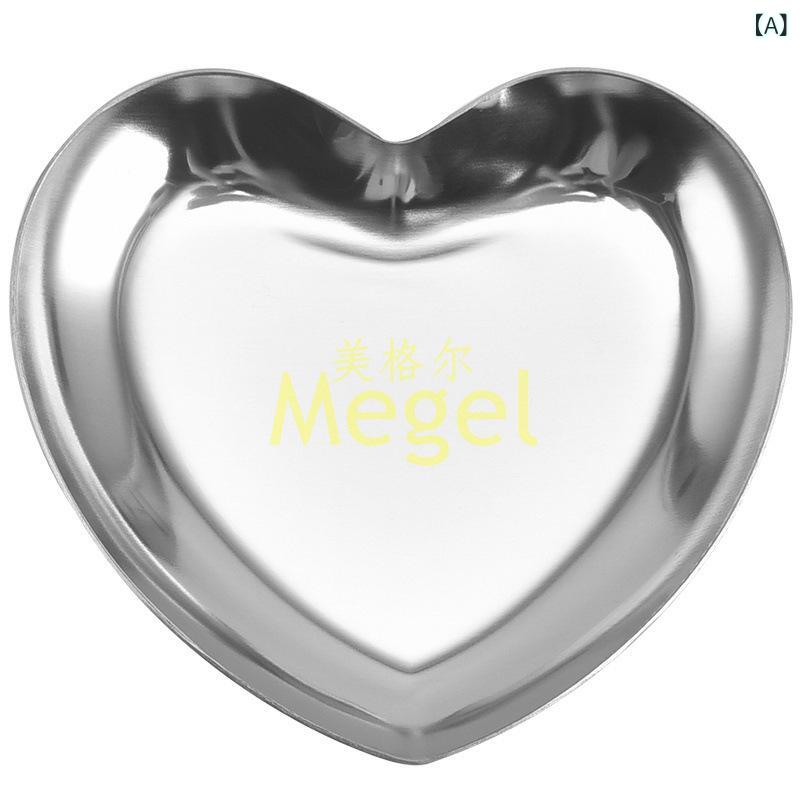 トレイ レディース 女性用 ハート型 ステンレス製 電気メッキ加工 上品 香水 アクセサリー ジュエリー ピアス コスメ 化粧品 小物入れ 収納 飾り プレート [2]