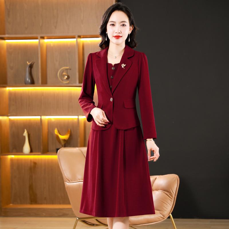 スカートセットアップ レディース 高級感 エレガント 母親 ママ ミセス 結婚式 披露宴 お呼ばれ パーティー 普段使い 秋冬 イージーケ..