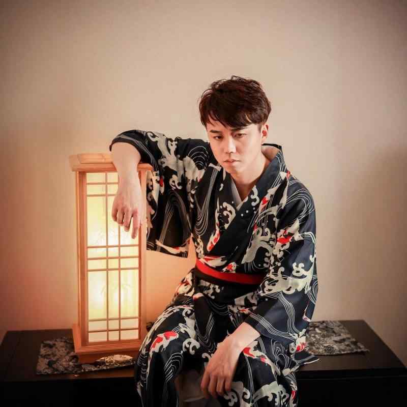 浴衣 メンズ 金魚 波柄 和柄 和風 フォーマル 舞台衣装 演劇 コスプレ 武士 着物 ...
