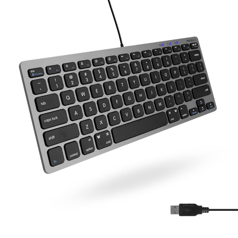 MACALLY mac キーボード 有線 コンパクト US配列 mac Windows対応 静音 シザースイッチ(パンタグラフ) フルサイズ 78キー 在宅勤務 テレワーク US配列 英語版