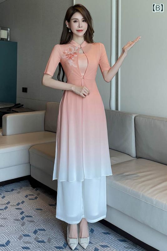 セキュアデポの制服 レディース 吸湿速乾 吸汗速乾 エステティシャン 美容師 セラピスト ホテル スパ 足裏マッサージ スタンドカラー 半袖 ロング丈 セットアップ ポリエステル オールシーズン｜アングル3