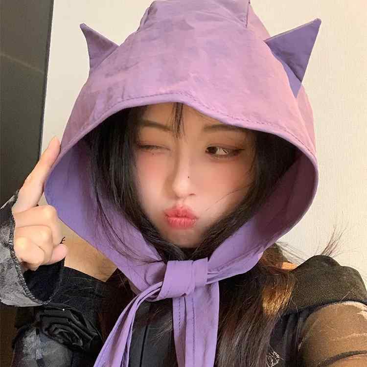 ハット レディース かわいい 小悪魔風 耳付き リボン 速乾 UVカット 薄手 春夏 バケットハット サファリハット ポリエステル 韓国風 多色展開