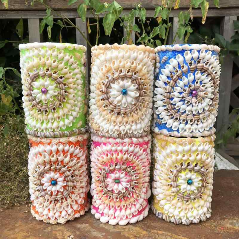 ペン立て 天然 貝殻 巻き貝 おしゃれ 手作り 工芸品 置物 ビーチリゾート インテリア かわいい ギフト プレゼント 多色 モダンオリエンタル アジアンテイスト