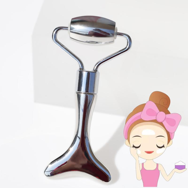 美顔器 男女兼用 メタル 接触冷感 ステンレス製 ダブルエンド マッサージ スティック 目元ケア アイクリーム 美容液導入 スパチュラ 化粧道具 顔用 自宅ケア コンパクト