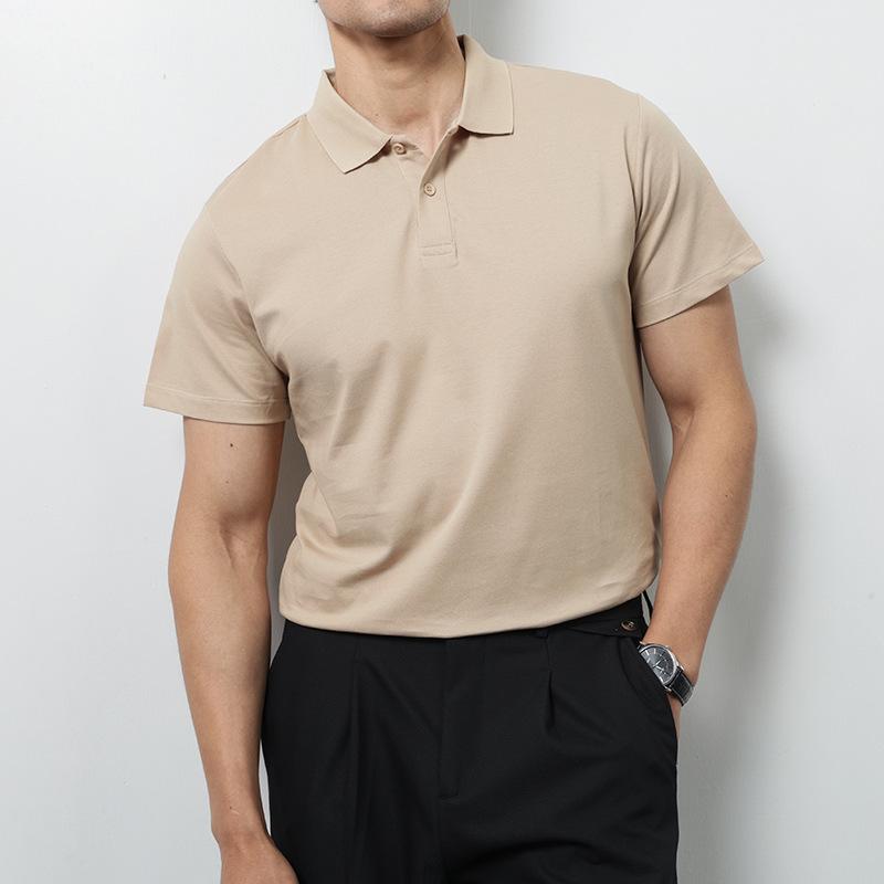 POLOシャツ メンズ 男性用 吸汗速乾 高弾性 薄手 春夏 無地 ゆったり オーバーサイズ コットン 綿混紡 大人のカジュアル リラックススタイル 半袖 ジップデザイン 普段着 部屋着 デイリーユース 大きいサイズ対応