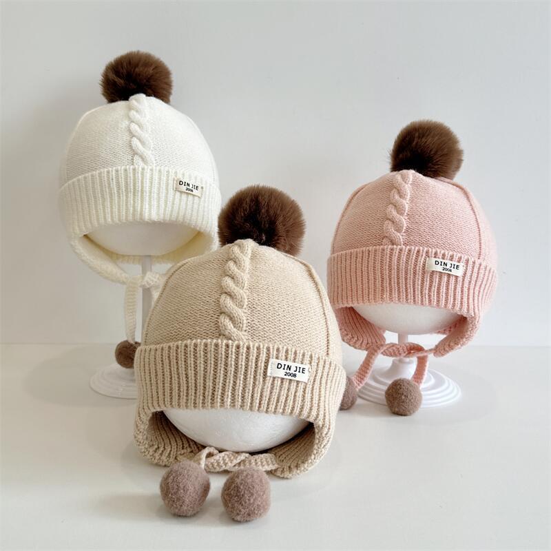 ニット帽 ベビー キッズ 保温 防風 厚手 耳あて付き かわいい ポンポン 冬 2-4歳 赤ちゃん 子供用 アクリル素材 暖か