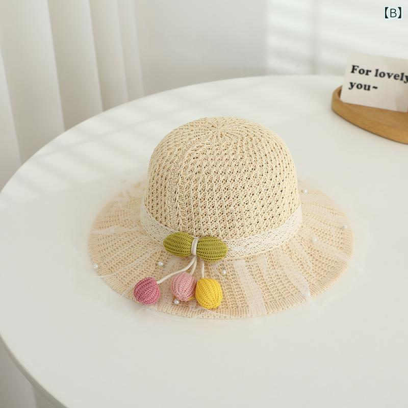 セキュアデポの麦わら帽子 ベビー 女の子 夏 つば広ハット 立体フラワー UVカット 日焼け防止 通気性 かわいい プリンセス ストローハット 2-6歳 お出かけ レジャー｜アングル3
