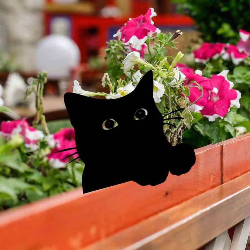 ガーデンオーナメント かわいい 猫 ネコ アイアン製 メタル製 屋外用 庭 フェンス 柵 飾り おしゃれ 立体装飾 モダンテイスト