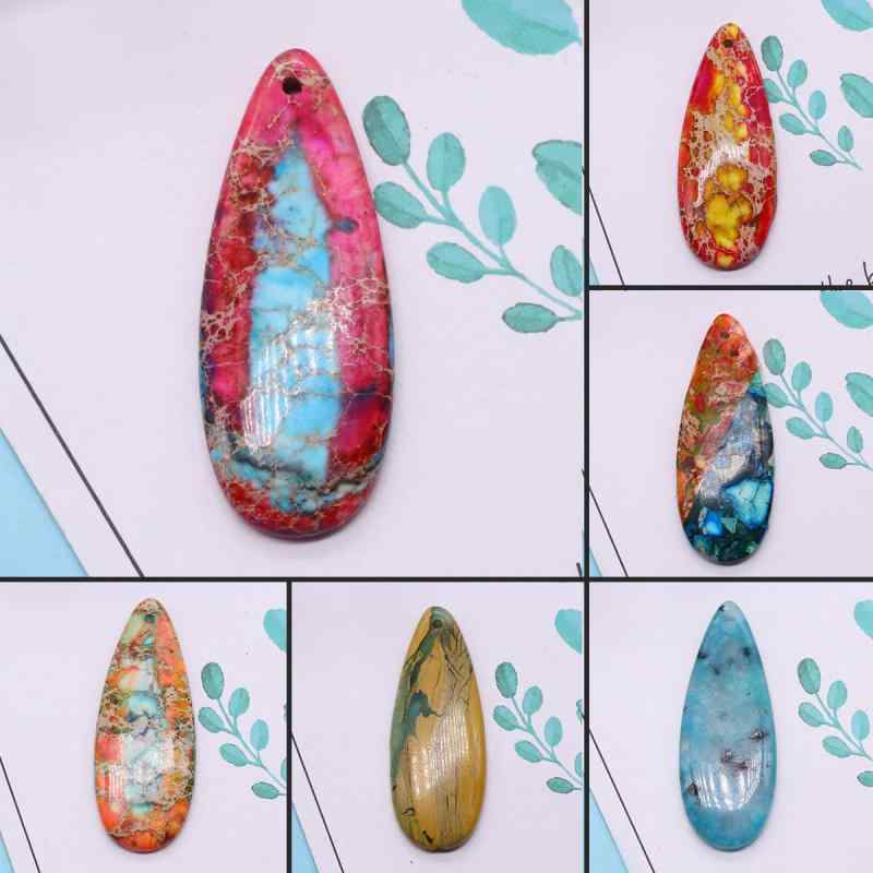 ネックレスパーツ 天然石 帝王石 ターコイズ 雫型 ペンダント DIY ハンドメイド 研磨加工 多色展開 オリジナルアクセサリー作成 部品 約16x42mm