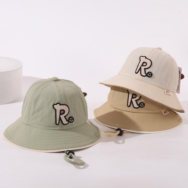 帽子 キッズ 男の子 女の子 2-5歳 春夏 速乾 UVカット 日よけ 通気性 つば広 バケットハット Rマーク クマ縁取り レジャー お散歩 アウトドア