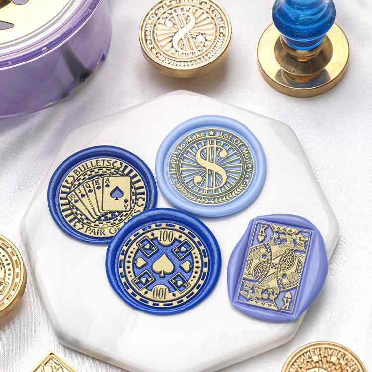 シーリングワックス スタンプヘッド オリジナル 真鍮製 精密彫刻 ポーカー トランプ ダイス ルーレット 幸運の賭け シリーズ 手紙 招待状 メッセージカード 封蝋 デコレーション ハンドメイド DIY おしゃれ アンティーク レトロ
