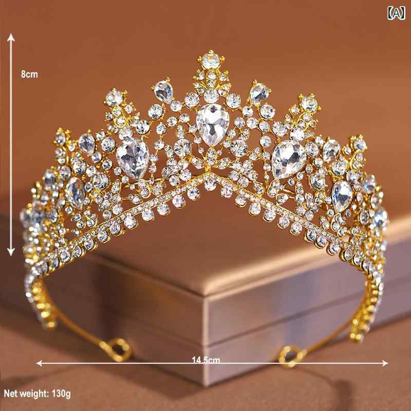 ヘアアクセサリー レディース 欧米風 豪華 合金製 王冠 ティアラ クラウン 髪飾り 結婚式 ウェディング ブライダル 花嫁 プリンセス 成人式 誕生日 2