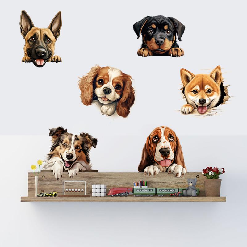 ウォールステッカー 犬 ドッグ 貼るだけ 防水 防汚 PVC製 シールタイプ カラフル 多彩 かわいい リビング 寝室 子供部屋 キッズルーム 飾り ウォールデコレーション 壁紙シール
