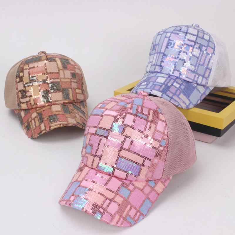 Hats - ベースボールキャップ キッズ 子供 男の子 女の子 日よけ 遮光 通気性 メッシュ スパンコール ストリート ヒップホップ 個性的 パンク 夏用 ポリエステル 黒 紫 カーキ ピンク カジュアル