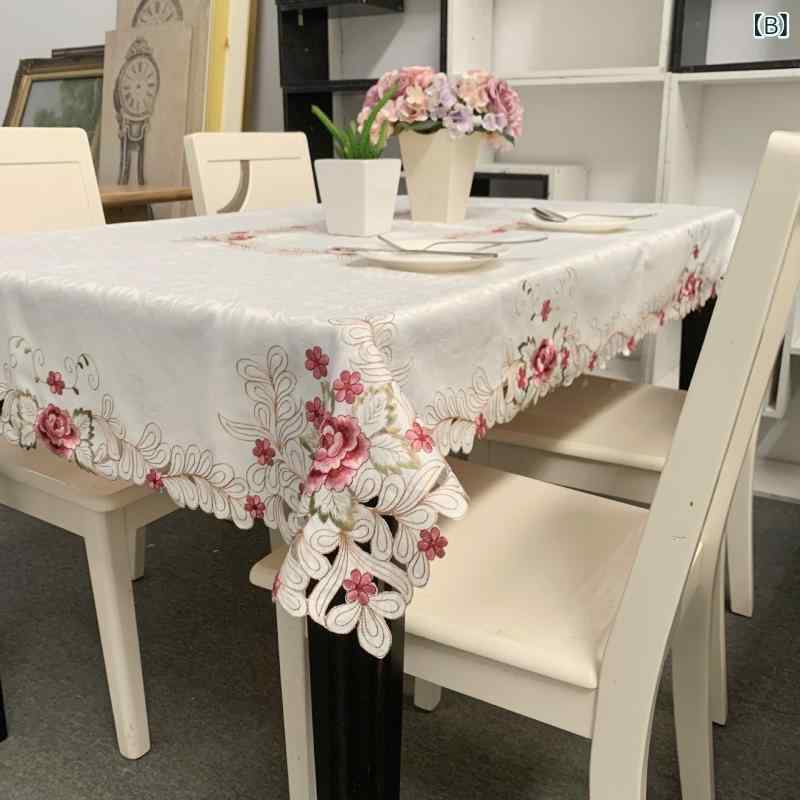 テーブルクロス 断熱 耐熱 滑り止め 防塵 ヨーロピアン 田園風 刺繍 ジャガード織り 透かし彫り 植物花柄 ポリエステル おしゃれ シンプル 家庭用 ランチョンマット secure-depo-11190112 セキュアデポ サンプル画像3