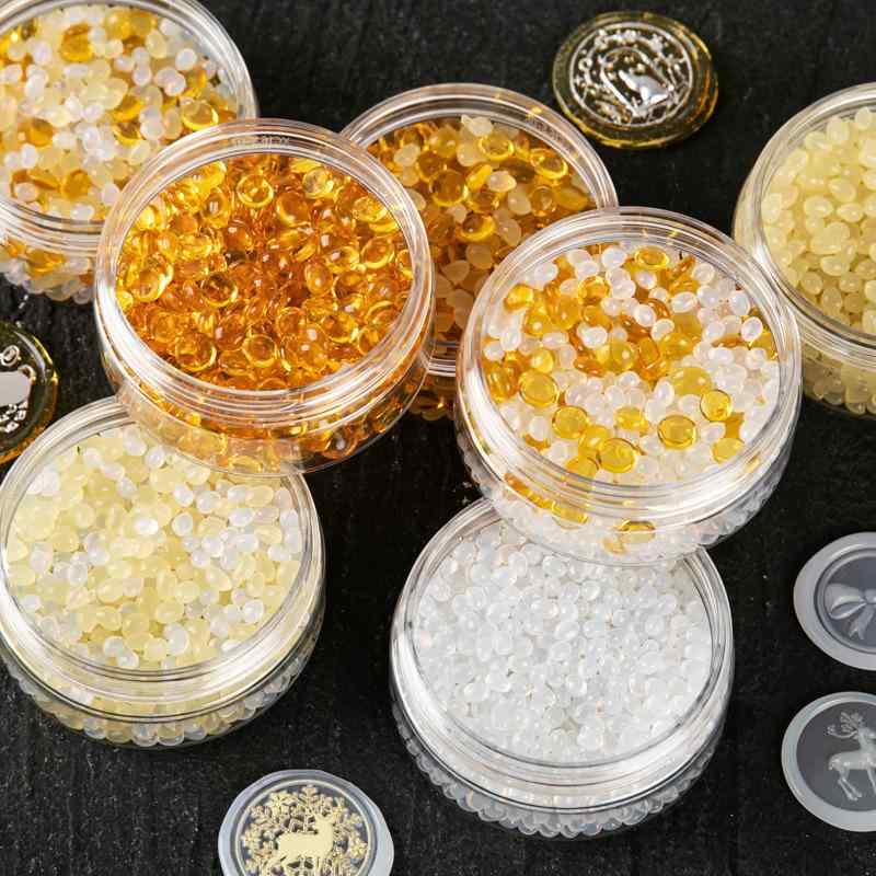シーリングワックス 人魚の涙 蝋粒 瓶入り 透明 白 黄 金 混色 きらきら シーリングスタンプ 手帳 封筒 招待状 封印 レター 文房具 業務用 まとめ買い