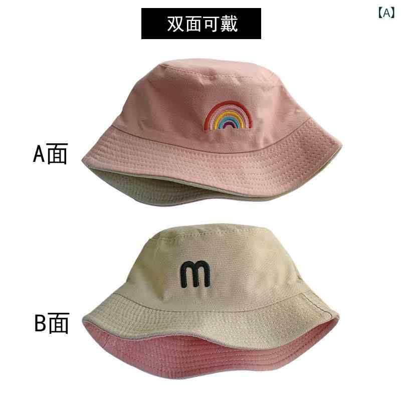 バケットハット キッズ 虹色 リバーシブル UVカット 日よけ 広つば フラットトップ...