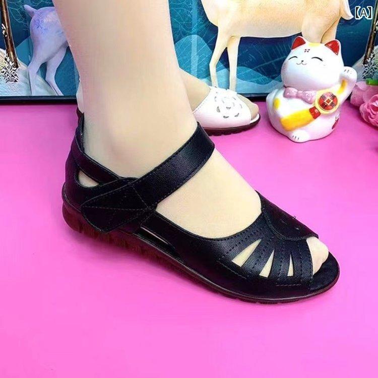サンダル レディース ぺたんこ 春夏 軽量 滑り止め 柔らかい ゴム底 歩きやすい 痛くない オープントゥ ビーチサンダル ママ シニア フラット 婦人靴 カジュアル 通勤 secure-depo-11671254 セキュアデポ サンプル画像2