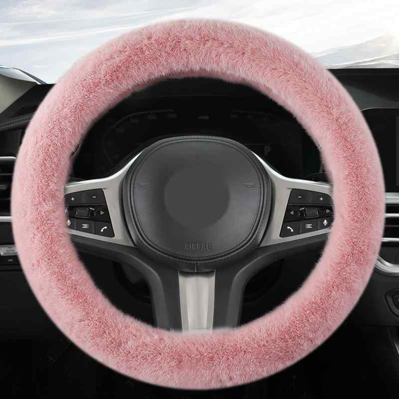 ハンドルカバー 冬用 あったか フェイクミンクファー モコモコ ボア ふわふわ 防寒 自動車 ステアリングカバー 汎用 38cm対応 ピュアブラック ダスティピンク ワインレッド ロマンティックパープル スモーキーグレー