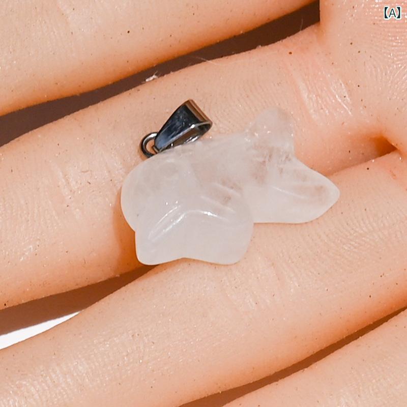 ペンダント 天然水晶 パワーストーン 半貴石 彫刻 ミニイルカモチーフ アメジスト ローズクォーツ 瑪瑙 白水晶 紅瑪瑙 緑東陵玉 虎眼石 紫水晶 ネックレスチャーム お守りの商品画像 2