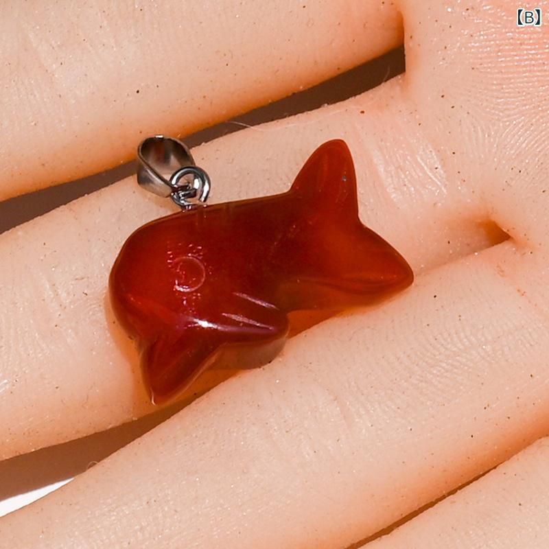 ペンダント 天然水晶 パワーストーン 半貴石 彫刻 ミニイルカモチーフ アメジスト ローズクォーツ 瑪瑙 白水晶 紅瑪瑙 緑東陵玉 虎眼石 紫水晶 ネックレスチャーム お守りの商品画像 3