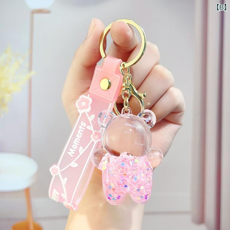 セキュアデポのキーホルダー アクリル かわいい クマ 流沙 バッグチャーム キーチェーン アクセサリー｜アングル2
