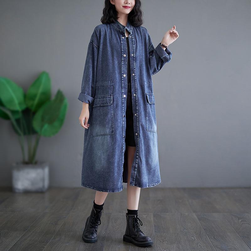 ・カラー: ブルー・サイズ展開: M,L,XL,2XL・シルエット: ゆったり・スタイル: 文芸レトロ、快適カジュアル・素材割合: 30%〜50%・ネックライン: ハイネック・袖型: レギュラー袖・袖丈: 長袖
