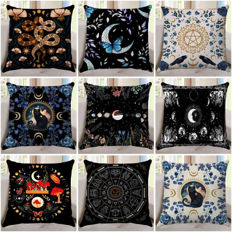 クッション 超やわらか プリント ダーク ハロウィン リビング ダイニング 飾り インテリア ポリエステル ピーチスキン モダン シンプル 45x45cm