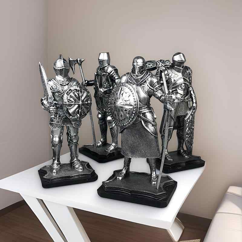 オブジェ 武士 樹脂製 置物 武器モチーフ おしゃれなインテリア リビング 玄関 飾り ヨーロピアン スタイル 贈り物 ギフト プレゼント 小型 クラフト