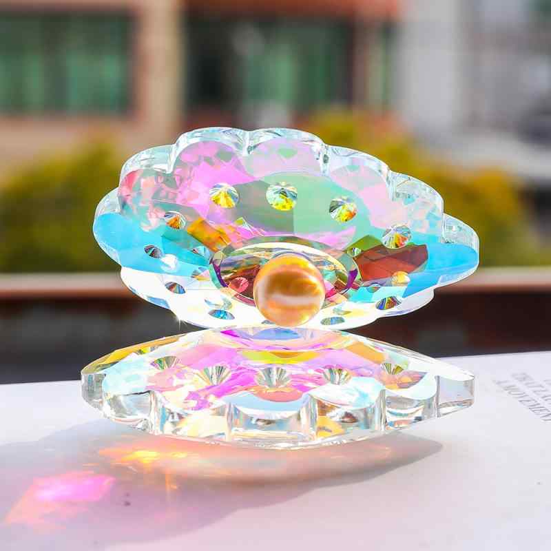 Rakuten - 置物 K9クリスタルガラス 大型 水晶 パール 貝殻 シェル 動物 文鎮 卓上オブジェ 工芸品 田園風 インテリア 雑貨 プレゼント ギフト 誕生日 結婚祝い
