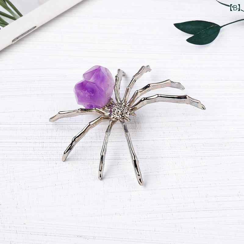 置物 オブジェ 天然アメジスト原石 クリスタル 蜘蛛 クモ 小動物 モチーフ 工芸品 卓上 デスク インテリア 飾り モダン シンプル おしゃれ かわいい プレゼント ギフト 誕生日 記念日の商品画像 3