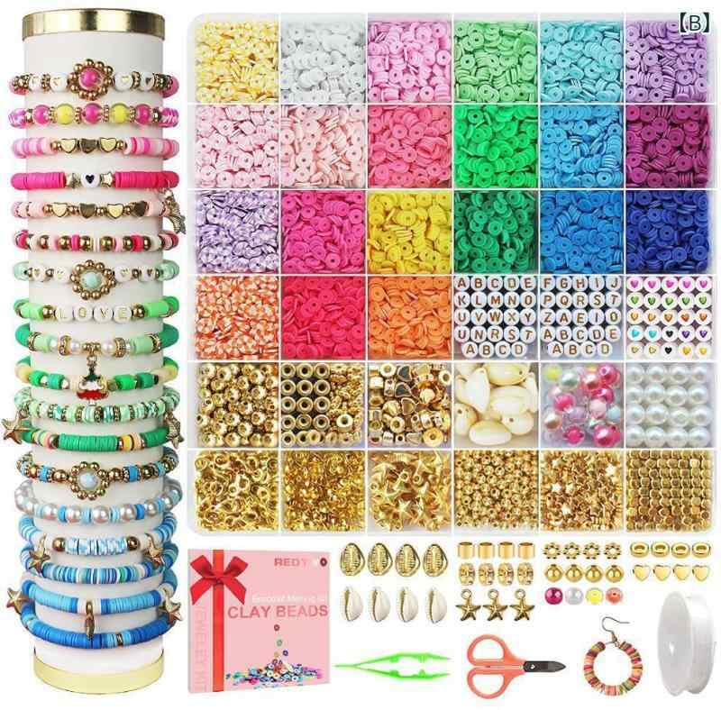DIY アクセサリー ハンドメイド パーツ ソフトクレイ スライス 粘土ビーズ 丸形 ブレスレット ネックレス ジュエリー 手作りキット オリジナル