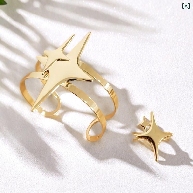 ・カテゴリ: セット・主な素材: 金属・仕上げ: メッキ・スタイル: 個性・柄: 星・カラー展開: ゴールド、シルバー・性別: レディース・セット内容: 衣類+手飾り