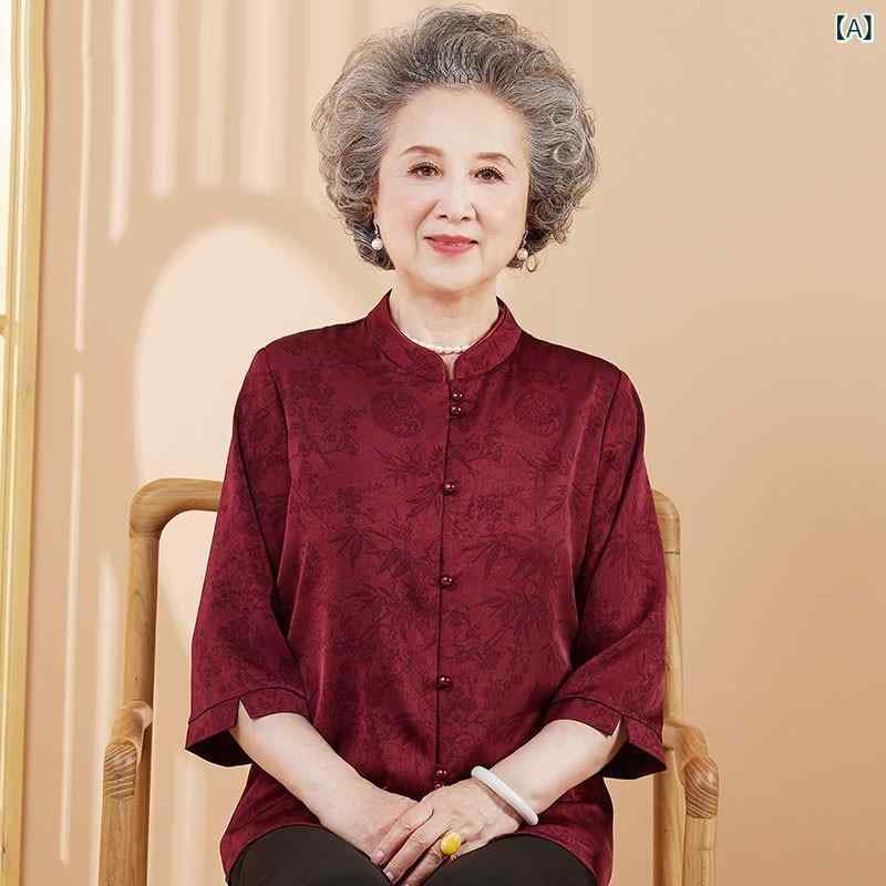 シャツ ブラウス レディース シニア 母親 ママ 夏用 結婚式 披露宴 フォーマル セレモニー 礼服 お呼ばれ シフォン 薄手 ゆったり secure-depo-11221627 セキュアデポ サンプル画像2