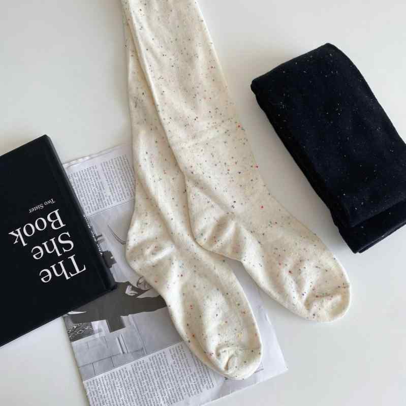 タイツ レディース 細見え 美脚効果 補正 ずれにくい 薄手 コットン混紡 春秋 カラードット ベーシック インスタ映え 普段使い ミルクホワイト パンスト