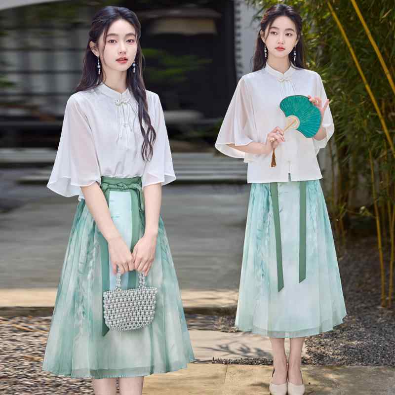 Other - シャツ レディース 春夏 レトロ ネオチャイナ 文芸風 ゆったり スタンドカラー チャイナボタン 五分袖 無地 改良デザイン ポリエステル ミドル丈 カジュアル 普段使い