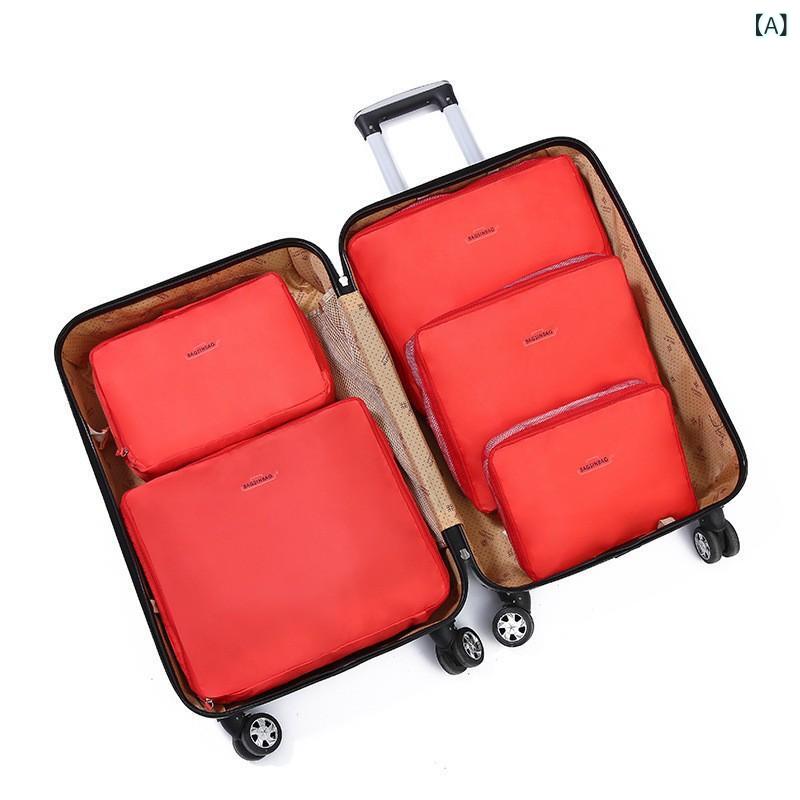 トラベルポーチ 収納袋 5点セット 旅行用 衣類収納ケース ナイロン製 パッキングバッグ 手提げ 仕分け整理 便利グッズ 出張 旅行バッグ secure-depo-11666312 セキュアデポ サンプル画像2