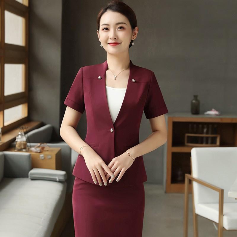 ベスト レディース 春夏 オフィス ホテル 飲食店 受付 レジ サービス業 接客業 通勤用 半袖 制服 ユニフォーム ポリエステル素材 ショート丈スカート セットアップ